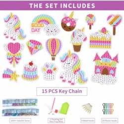 Arts and Crafts 15 PCS Kids Crafts Ages 8-12 Girls Crafts - DIY Kits for Girls DIY Gem Keychains 5D Diamond Painting Kits Art...