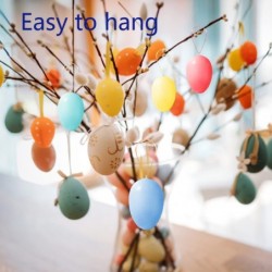 50 Pcs Easter Eggs with 12 Colorful Pens 4 Sheet Easter stickers Hanging Plastic Easter Eggs with Rope Artificial DIY Easter ...