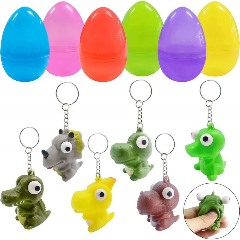 6 Pcs Easter Eggs with Dinosaur Popping Eyes Keychains for Stress for Kids Easter Party Favors Easter Basket Stuffers $24.05 ...