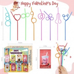 Valentines Day Cards with 32 Pack of Crazy Loop Reusable Drinking Straws for kids Bulk Valentine Exchange Cards for Girls Boy...