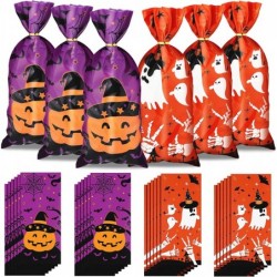 100 Pieces Halloween Cellophane Bags Pumpkin Ghost Goodie Treat Bags Plastic Party Favor Bags for Bakery Popcorn Cookies Cand...