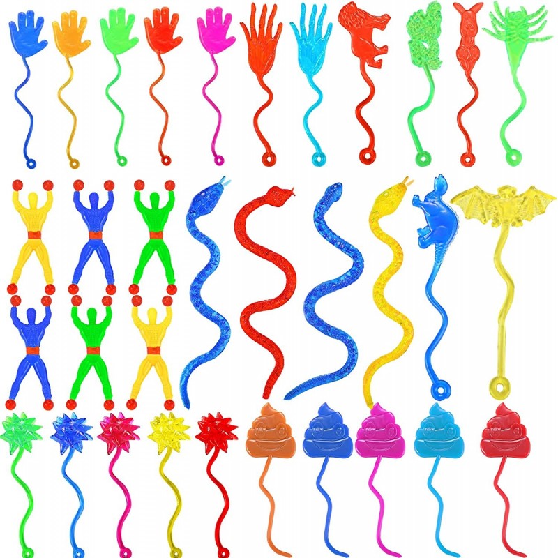 60 Pcs Sticky Hands Toys Bulk Stretchy Favors Set Include Novelty Sticky Hands Slap Hands Sticky Toy Sticky Hammer Sticky Ani...