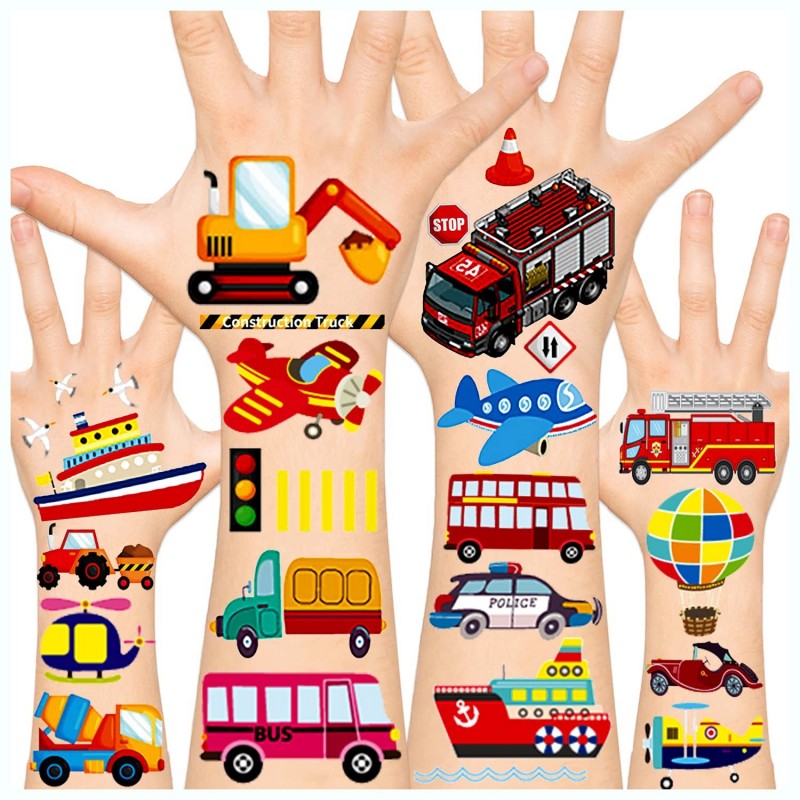 Temporary Tattoos for Kids Construction Party Supplies Cars Birthday Party Supplies 94pcs $13.69 Kids' Party Favor Sets