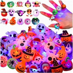 Halloween LED Light Up Ring luminous Flash Finger Rings Halloween Party Favor Toys 50 Pack Blinking Jelly Rubber Rings Kids A...