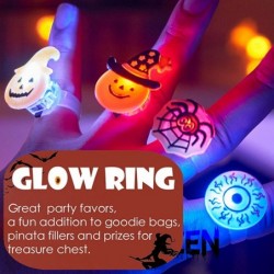 Halloween LED Light Up Ring luminous Flash Finger Rings Halloween Party Favor Toys 50 Pack Blinking Jelly Rubber Rings Kids A...