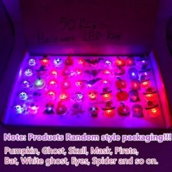 Halloween LED Light Up Ring luminous Flash Finger Rings Halloween Party Favor Toys 50 Pack Blinking Jelly Rubber Rings Kids A...