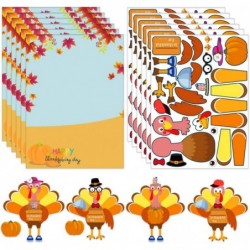 Thanksgiving Crafts for Kids 24 Sheets Make-A-Turkey Face Stickers with Cardboards 8"x 11" Turkey Sticker for Thanksgiving Pa...