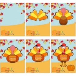 Thanksgiving Crafts for Kids 24 Sheets Make-A-Turkey Face Stickers with Cardboards 8"x 11" Turkey Sticker for Thanksgiving Pa...