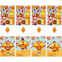 Thanksgiving Crafts for Kids 24 Sheets Make-A-Turkey Face Stickers with Cardboards 8"x 11" Turkey Sticker for Thanksgiving Pa...