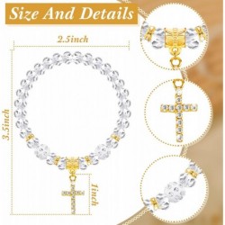 90 Pieces Baptism Favors Set Include 30 Pieces Crystal Bracelets with Crucifix Rosary 30 Pieces Thank You Tags 30 Pieces Orga...