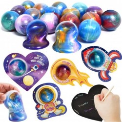 28 Pack Galaxy Slime with Cards Stress Relief Fidget Toy for Kids Party Favor Classroom Exchange Prizes Valentine’s Greeting ...