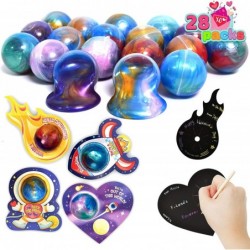 28 Pack Galaxy Slime with Cards Stress Relief Fidget Toy for Kids Party Favor Classroom Exchange Prizes Valentine’s Greeting ...