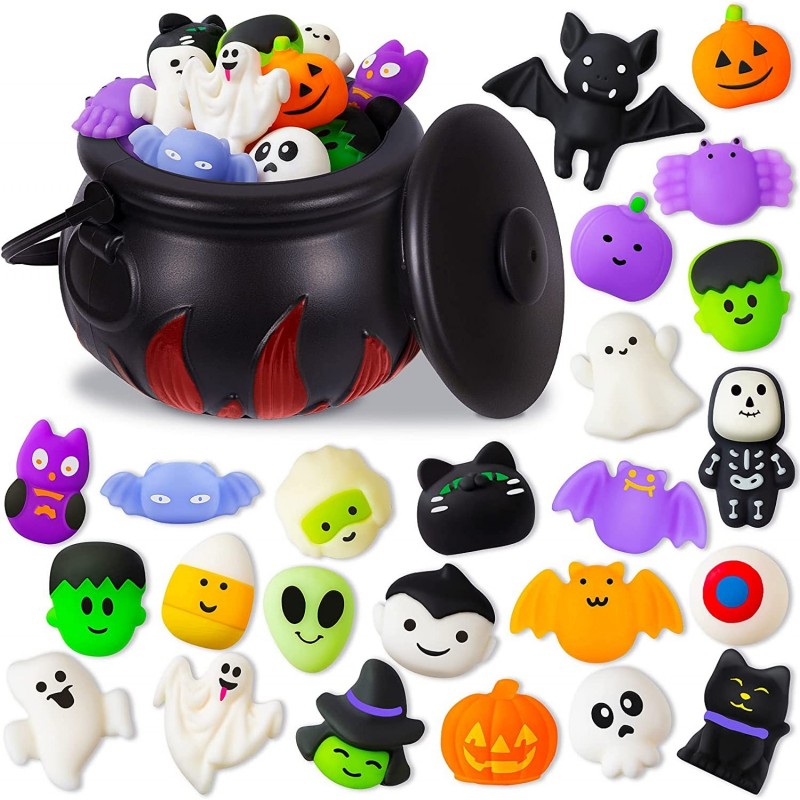 24 Pcs Halloween Squeeze Toys with 5.5" Halloween Cauldron Halloween Party Favors Trick or Treat Goodie Bag Filler Halloween ...