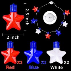 15 Pcs Patriotic Party Favor of 3 LED Shutter Shade Glasses 3 LED Light Up Necklaces and 9 LED Glow Finger Lights for 4th of ...