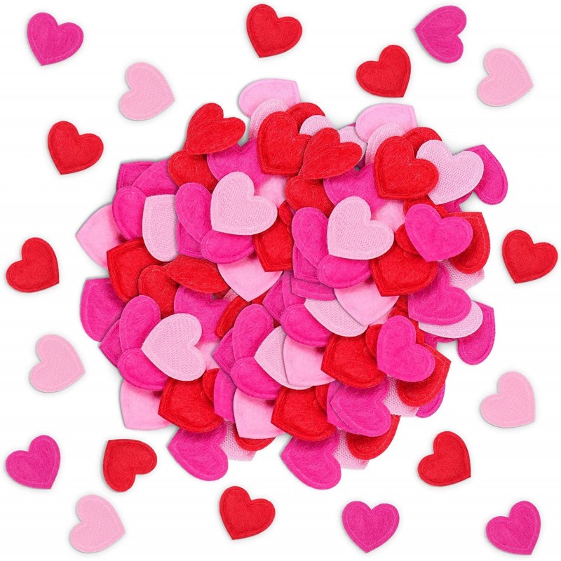 300 Pieces Valentine's Day Felt Hearts Decoration Felt Hearts Stickers Colorful Felt Heart Craft Mini Heart Shapes Decorative...