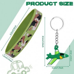 32 Pcs Army Party Favors Camouflage Army Rubber Bracelets Camo Aircraft Keychain Camo Wristbands Military Elastic Silicone Br...