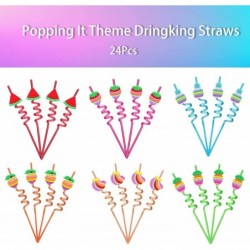 Popping It Push Bubble Theme Reusable Drinking Straws 6 Fruit pop Designs Great for Birthday Party Supplies Party Favors 24Pc...