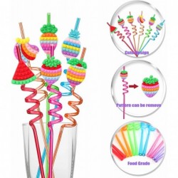 Popping It Push Bubble Theme Reusable Drinking Straws 6 Fruit pop Designs Great for Birthday Party Supplies Party Favors 24Pc...