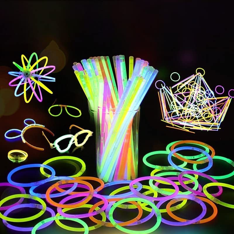 Glow Sticks Party Supplies 100pk 8" Glow in The Dark Stick Party Pack with Connectors Glowsticks for Kids and Adults Party Gl...