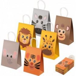 12 Pcs Jungle Animal Party Favor Bags 210x150x80mm Gift Treat Goody Bags Candy and Sweet Paper Bags with Handles for Kids Bab...