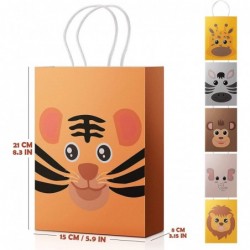 12 Pcs Jungle Animal Party Favor Bags 210x150x80mm Gift Treat Goody Bags Candy and Sweet Paper Bags with Handles for Kids Bab...