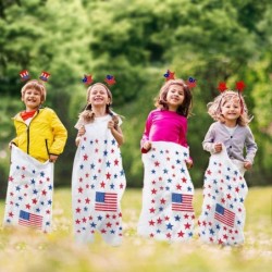 4th of July Patriotic Potato Sack Race Bags/USA Flag Patriotic Head Boppers Headband/Red White Blue Prize Medals for Kids and...