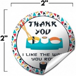 Sushi Roll Themed Thank You Sticker Labels for Kids 40 2" Party Circle Stickers by AmandaCreation Great for Party Favors Enve...