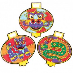 AR957 Chinese New Year Color in Window Decorations - Pack of 12 for Kids to Decorate and Display $17.27 Kids' Drawing & Writi...