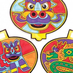 AR957 Chinese New Year Color in Window Decorations - Pack of 12 for Kids to Decorate and Display $17.27 Kids' Drawing & Writi...