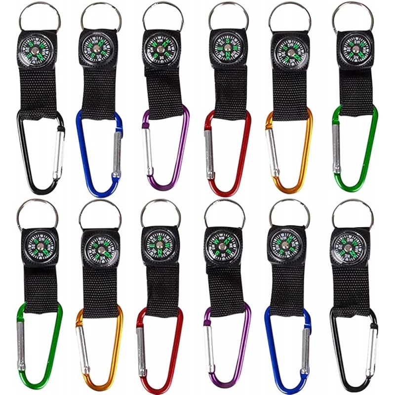 Rock Clip Keychains with Compass Set of 12 Carabiner Clip Keychains for Kids and Adults with Working Compasses Explorer and C...