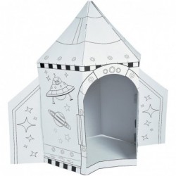 Cardboard Rocket Spaceship Playhouse (5 feet Tall and Easy Storage) Coloring House Fort for Kids $62.70 Kids' Drawing & Writi...