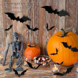 Halloween Decorations Bats Wall Decor Halloween Party Decorations Indoor Outdoor Halloween Decor Supplies 64 Pcs Reusable PVC...