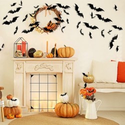 Halloween Decorations Bats Wall Decor Halloween Party Decorations Indoor Outdoor Halloween Decor Supplies 64 Pcs Reusable PVC...