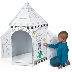 Cardboard Rocket Spaceship Playhouse (5 feet Tall and Easy Storage) Coloring House Fort for Kids $62.70 Kids' Drawing & Writi...