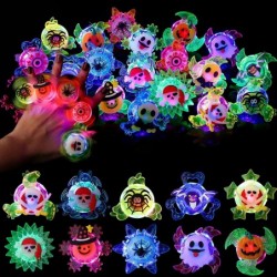 20 Pieces Halloween Light Up Rings Halloween Party Favors for Kids LED Glow Fidget Toys Glow in The Dark Party Favors with Pu...