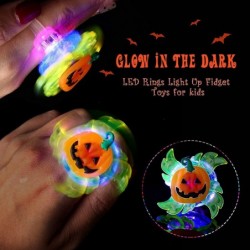 20 Pieces Halloween Light Up Rings Halloween Party Favors for Kids LED Glow Fidget Toys Glow in The Dark Party Favors with Pu...