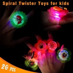 20 Pieces Halloween Light Up Rings Halloween Party Favors for Kids LED Glow Fidget Toys Glow in The Dark Party Favors with Pu...