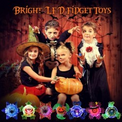 20 Pieces Halloween Light Up Rings Halloween Party Favors for Kids LED Glow Fidget Toys Glow in The Dark Party Favors with Pu...