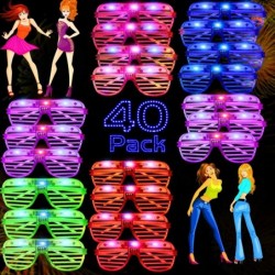 40 Pack LED Party Light Up Glasses 5 Colors Glow in the Dark Shutter Shades Party Favors for Adults Kids Thansgiving Carnival...