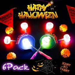 Halloween Party Favors Set of 2 LED Light Up Pumpkin & Skull Headband 4 PCS of Halloween Glowing Wand Stick LED Hand Stick Ha...