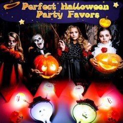 Halloween Party Favors Set of 2 LED Light Up Pumpkin & Skull Headband 4 PCS of Halloween Glowing Wand Stick LED Hand Stick Ha...