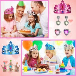 36 Pieces Foam Princess Tiaras and Crowns Set Princess Jewelry Toys DIY Crystal Diamond Sticker Princess King Crown Kids' Par...