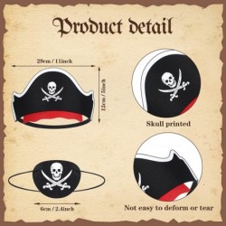 108 Pieces Classic Pirate Hat Set Include 54 Pieces Felt Pirate Hat Skull Printed Pirate Hat and 54 Pieces Black Pirate Eye P...