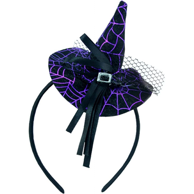 Halloween Witch Hat Headband Witch Spider Web Headwear Witch Hat Headpiece Accessories for Halloween Party Cosplay (Purple) $...