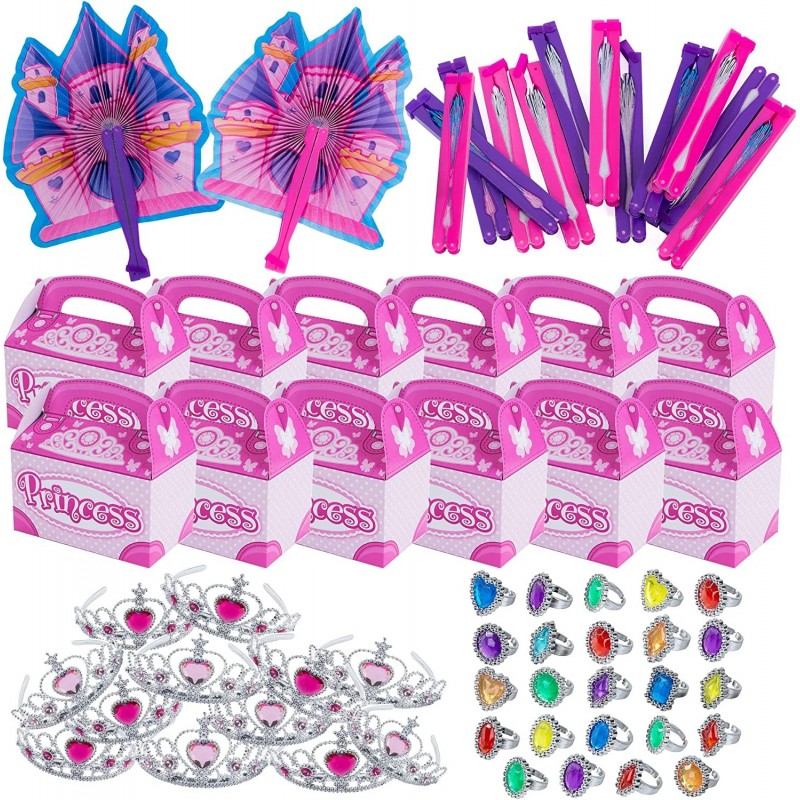 Princess Party Supplies - Party Favors - 72 Pc Set - Tiaras Princess Fans Treat Boxes & Princess Rings $47.64 Kids' Party Hats