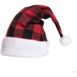 12 Pack Premium Santa Hats Plush Red Velvet Plaid Christmas Hats with White Cuffs for Christmas Holiday Favors and Party Supp...