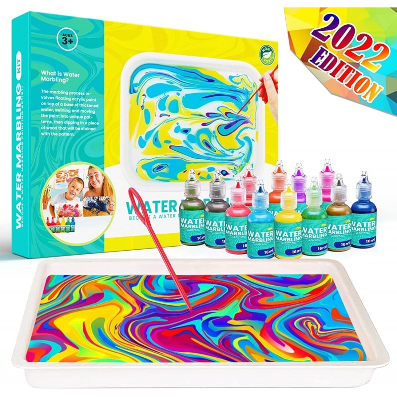 Marbling Painting Art Kit for Kids - STEM Toys Water Color Fabric Dye Brushes Paint Set Craft Supplies Fun Gifts Ideas Arts a...