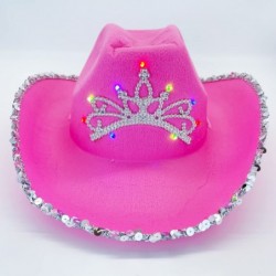 Cowgirl Light Up Blinking Tiara Hat Sequin Trimmed For Halloween Costume Accessories Role Play Holiday Decorations $17.14 Kid...