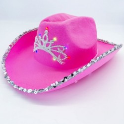 Cowgirl Light Up Blinking Tiara Hat Sequin Trimmed For Halloween Costume Accessories Role Play Holiday Decorations $17.14 Kid...