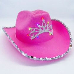 Cowgirl Light Up Blinking Tiara Hat Sequin Trimmed For Halloween Costume Accessories Role Play Holiday Decorations $17.14 Kid...